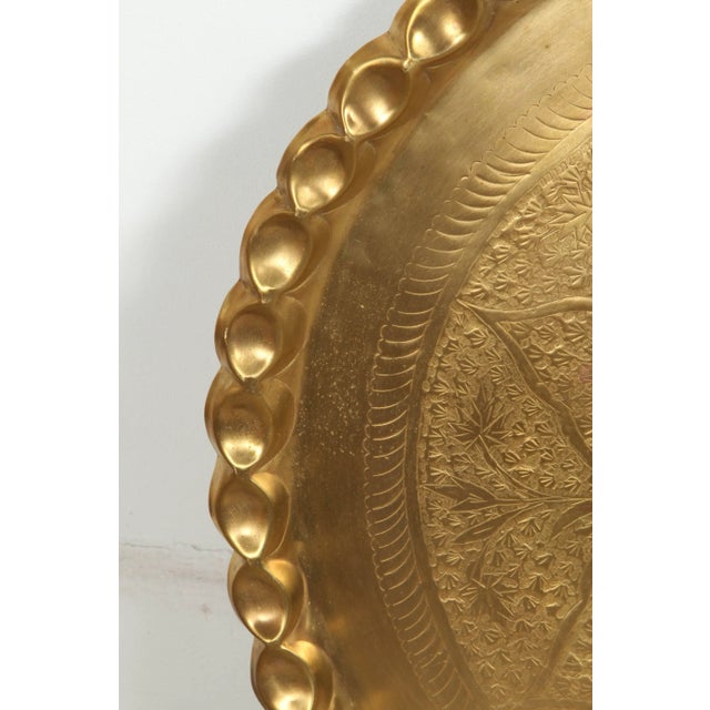 Late 19th Century 19th Century Moroccan Etched Brass Round Tray Table For Sale - Image 5 of 6