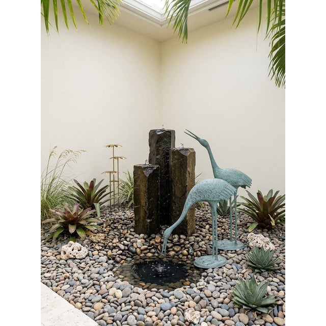 A Pair of Vintage Patinated Bronze Crane Garden Sculptures For Sale - Image 12 of 12