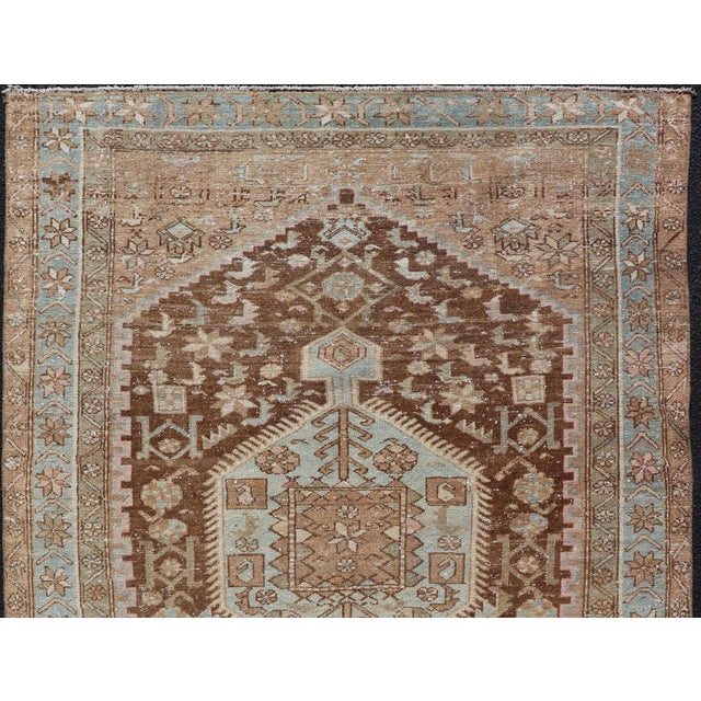 Measures:4 x 5'9 Earthy Tone Antique Persian Hamadan Rug with Medallion Design in Brown and Blue 4'0"x5'9" Floral...