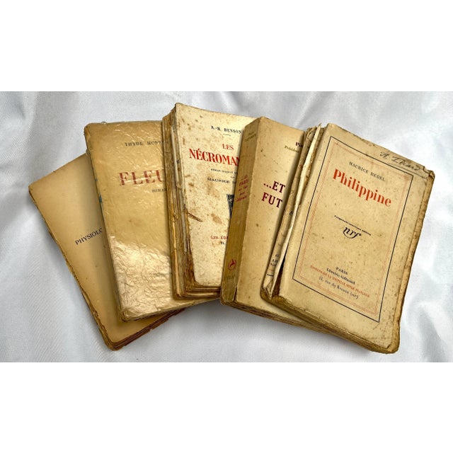 Early 20th Century Antique Early 1900s French Unbound Library Books - Set of 5 For Sale - Image 5 of 8