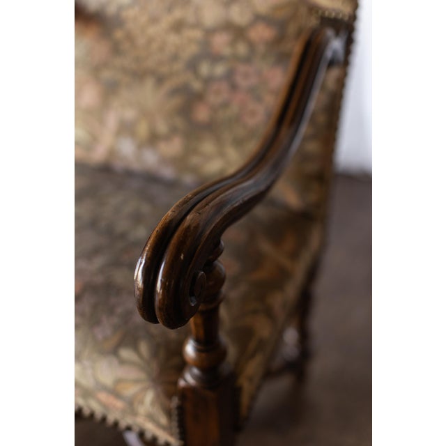 French Late 19th Century Fireside Flemish Tapestry Armchair For Sale - Image 3 of 12