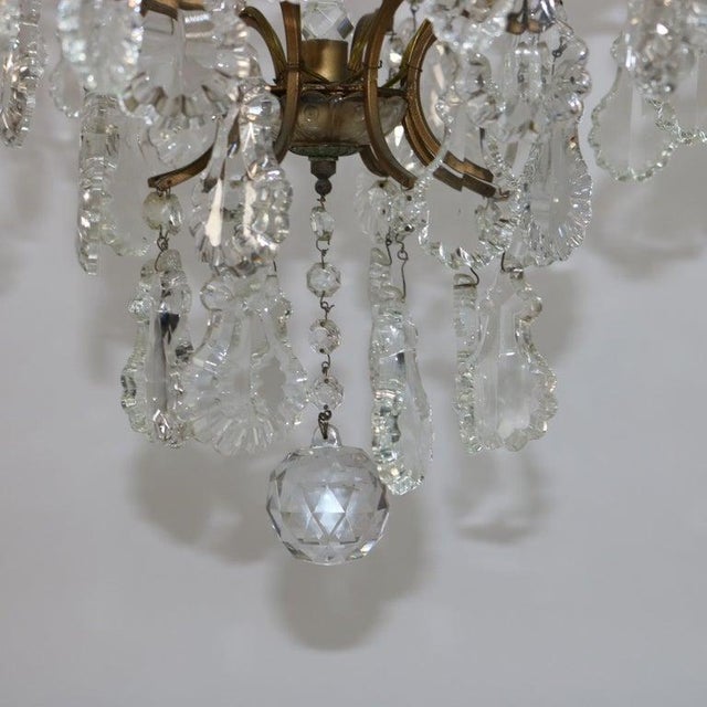 Antique Bronze and Cut Crystal Eight Light Chandelier C1930 For Sale - Image 9 of 10