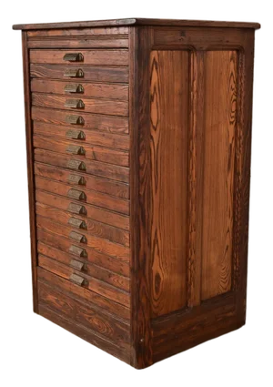 Antique Oak 16-Drawer Architect's Blueprint Flat File Cabinet by Hamilton, Circa 1900