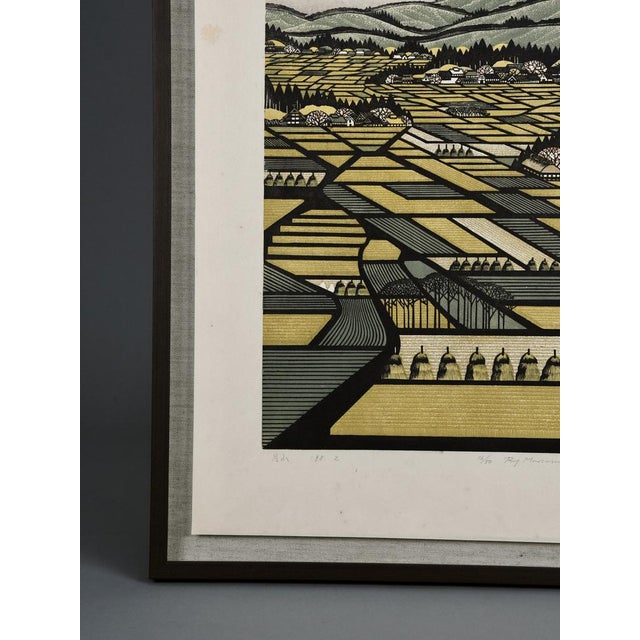 Ray morimura — gassan (mount gassan), 1998 — signed limited edition multi-color woodblock print, 16/50 a commanding aerial...
