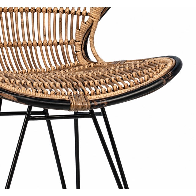 Wood Rattan & Black Scoop Dining Chair For Sale - Image 7 of 7