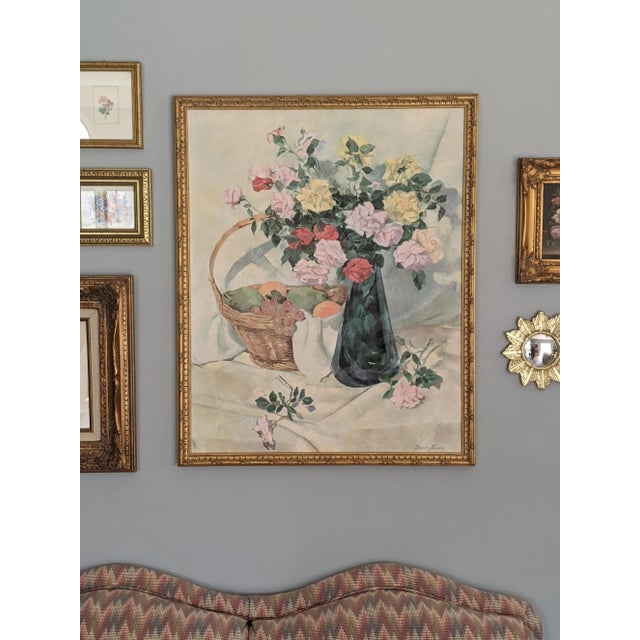 Vintage Still Life Botanical Flower Bouquet Framed Art Signed For Sale - Image 4 of 11