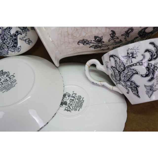 Late 20th Century Johnson Bros Paisley Dinnerware Set Service for 12 Black Transferware Iron - 95 pcs For Sale - Image 15 of 15