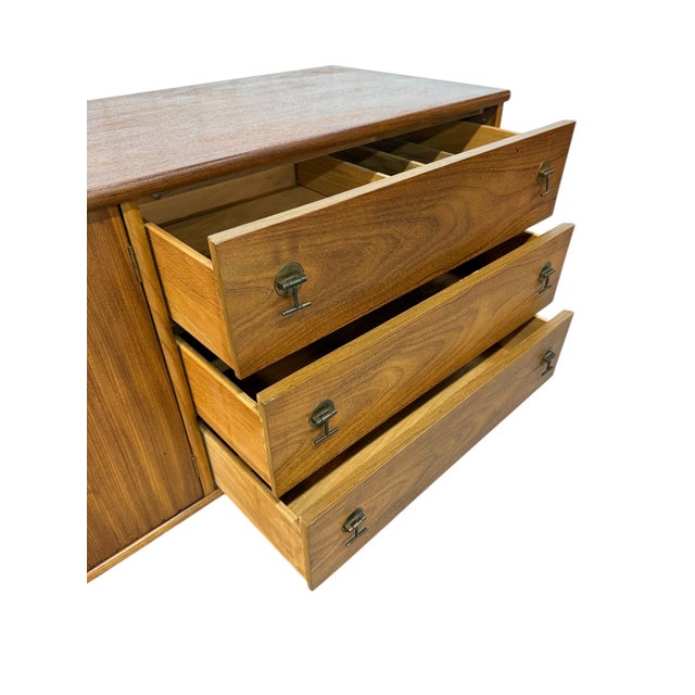 Brown Mid-Century Modern Stanley Walnut Sideboard - Refinished! For Sale - Image 8 of 13