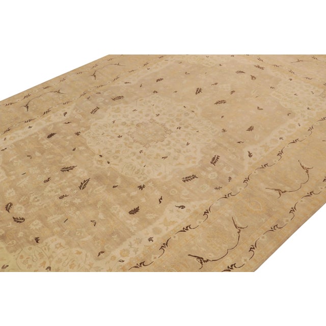 2010s Rug & Kilim’s Classic-Style Rug in Beige-Pink With Gold & Brown Floral Patterns For Sale - Image 5 of 7