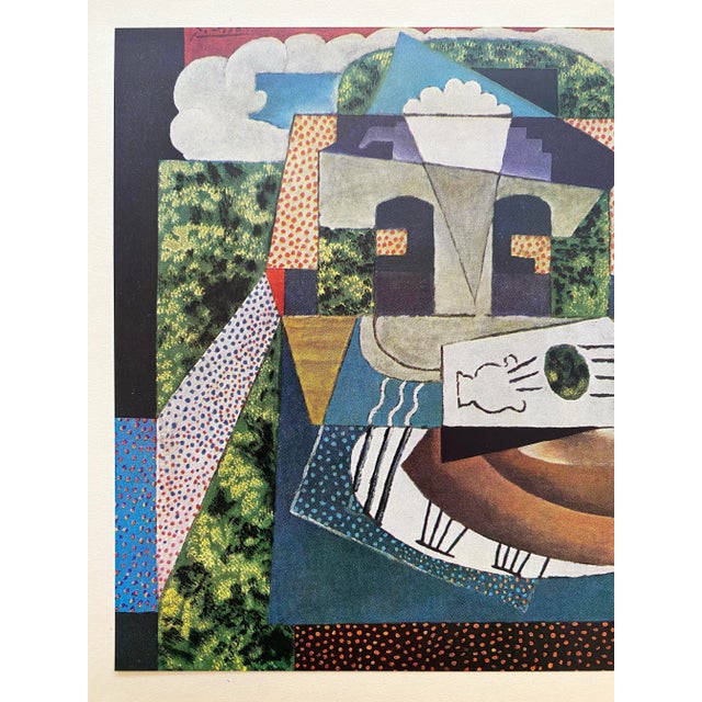 Mid-Century Modern Pablo Picasso Vintage 1955 Modernist 1st Edtn Cubsim Lithograph Print " Still Life in Landscape " 1915 For Sale - Image 3 of 11