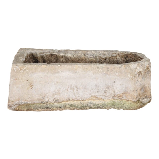 Elongated Stone Basin Carved from a Single Block with Double Hole For Sale