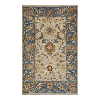 Afghan Wool Sultanabad Masters 3 x 5 Blue, Ivory & Tan Handmade Small Rug #1143296 For Sale