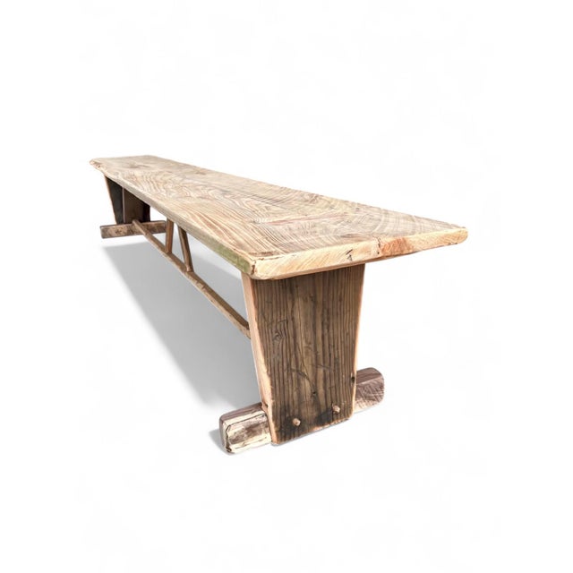 Not Yet Made - Made To Order Rustic European Farmhouse Natural Trestle Bench 60" For Sale - Image 5 of 11