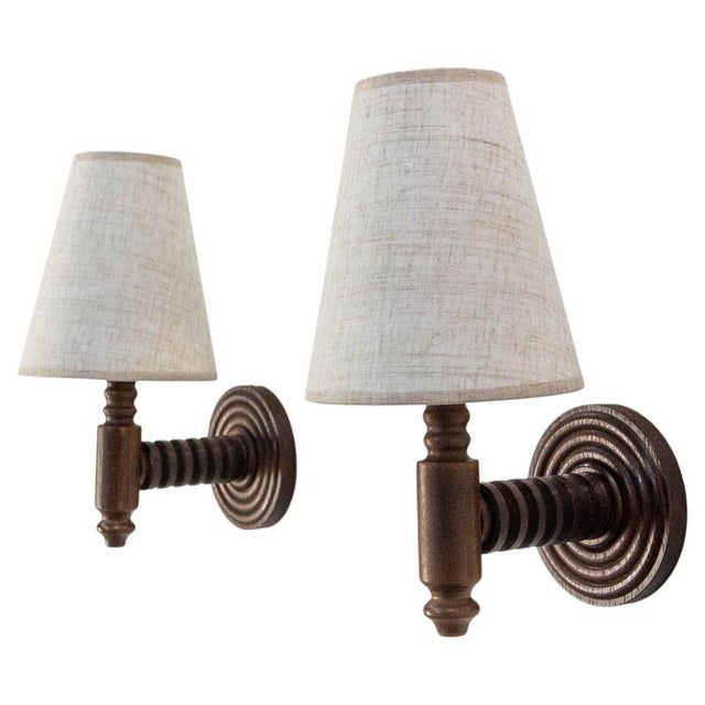 Sconces in Beech from Dudouyt, 1940, Set of 2 For Sale - Image 12 of 12