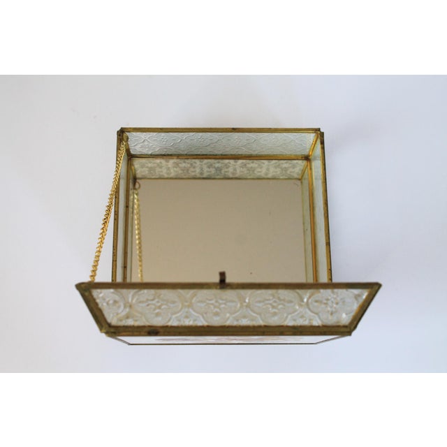 Vintage Brass and Glass Trinket Box W/ Floral Motif For Sale In Milwaukee - Image 6 of 11