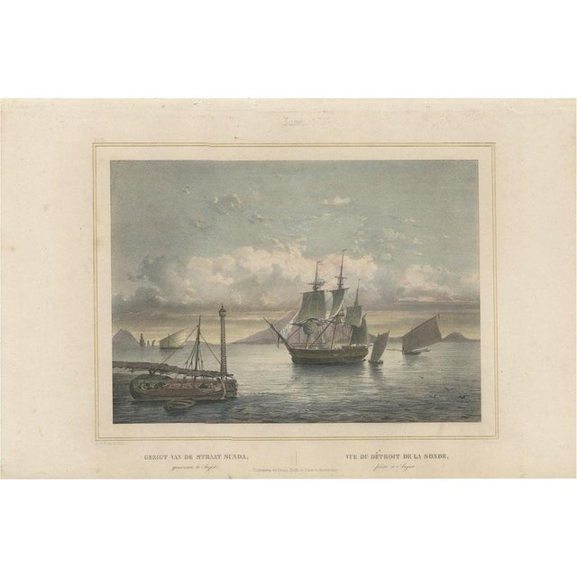 Mid 19th Century After C.W.M. van de Velde, Ships Near Anyer & Krakatoa in the Sunda Straits, Indonesia, 1844, Print For Sale - Image 5 of 5