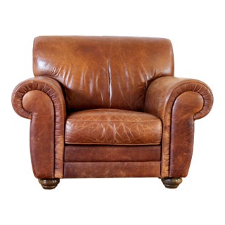1990s Vintage Rolled Arm Club Chair For Sale