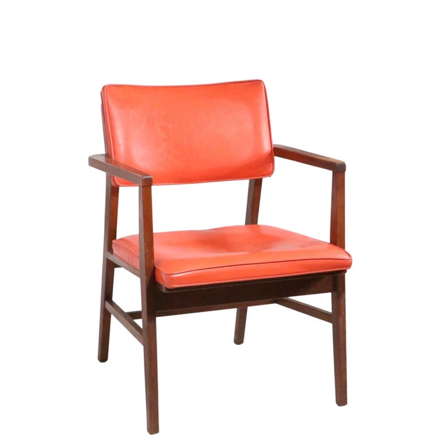 Mid 20th Century Orange Vinyl Seat Arm Chair For Sale - Image 9 of 10