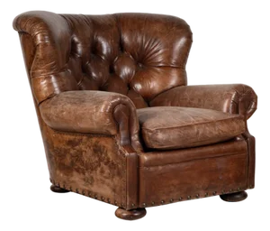 Ralph Lauren Leather Writer's Chair Wingback Distressed by Henredon