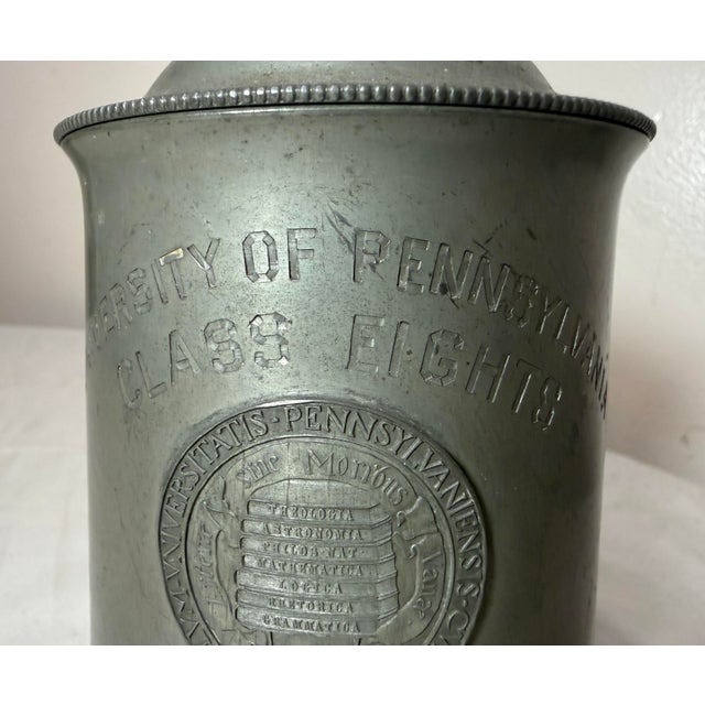 Manning Bowman & Co. Antique 1905 Pewter College University Pennsylvania Class 8 Tankard Trophy Stein For Sale - Image 4 of 14