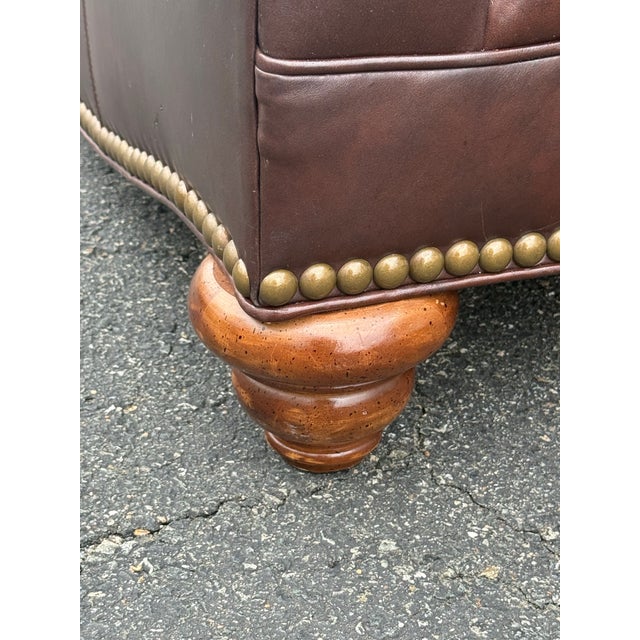 Hickory Galleries by Wesley Hall Rolled Arm Leather Sofa For Sale - Image 10 of 10