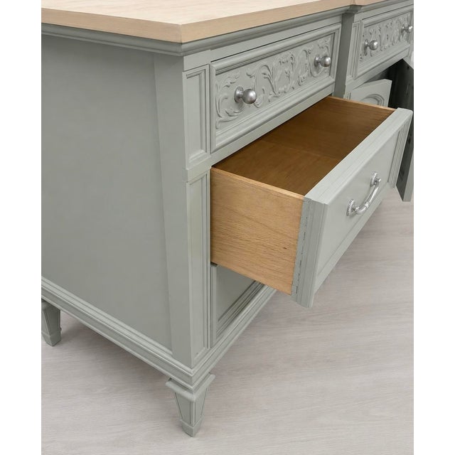 Wood 1980s Professionally Refinished Thomasville Solid Wood Sideboard in Sage Green For Sale - Image 7 of 10