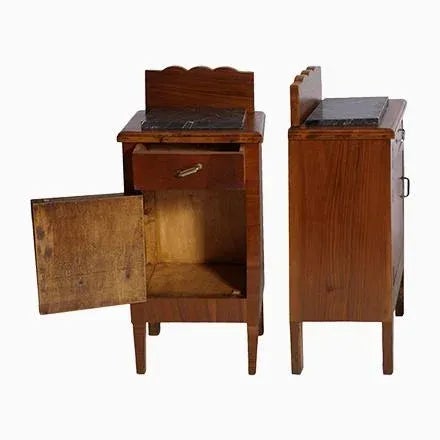 Antique Art Nouveau Italian Solid Walnut Nightstand For Sale - Image 6 of 6