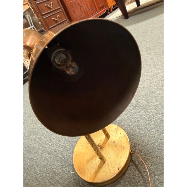 Brass Gooseneck Table Lamp, Mid Century Modern For Sale - Image 4 of 12
