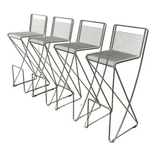 Postmodern German Kreuzschwinger Bar Stools by Till Behrens for Schlubach, 1980s, Set of 4 For Sale