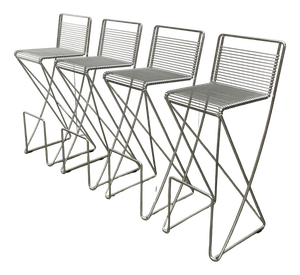 Postmodern German Kreuzschwinger Bar Stools by Till Behrens for Schlubach, 1980s, Set of 4