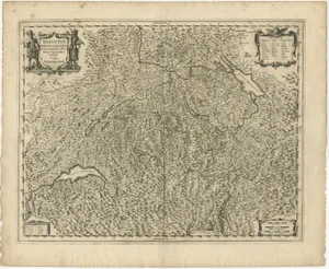 Antique Map of Switzerland, 1657