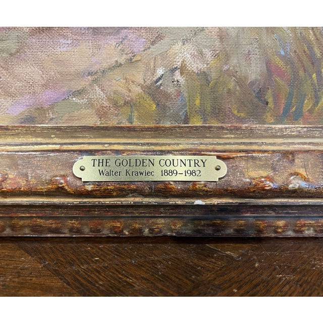 Mid-Century American Oil Painting “The Golden Country” by Walter Krawiec For Sale In Dallas - Image 6 of 13
