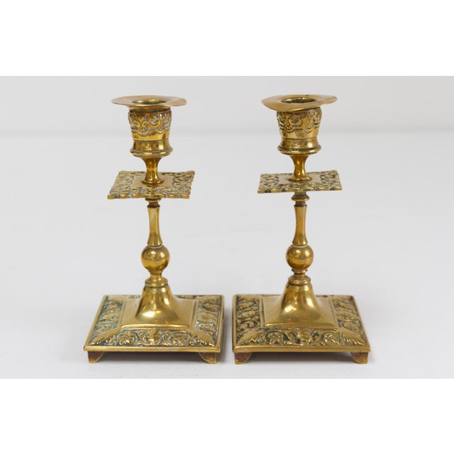 Antique English Brass Candlesticks, 1890s, Set of 2 For Sale - Image 15 of 15