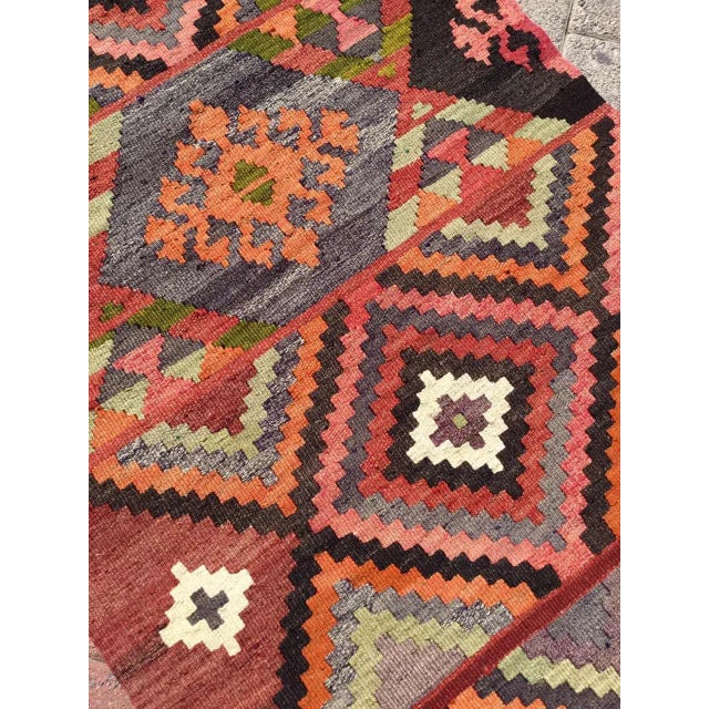 Textile Vintage Turkish Kilim Runner - 39" X 144" For Sale - Image 7 of 11