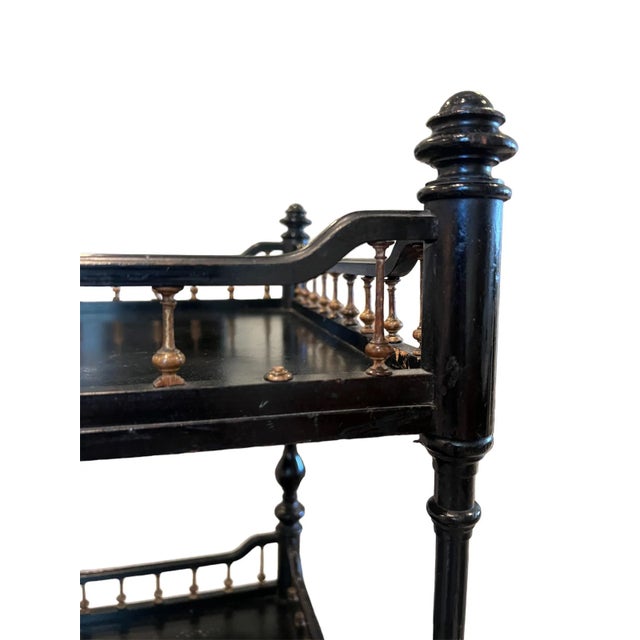 English English-Bohemian "Madeleine Castaing" Style Antique Etagère With Casters For Sale - Image 3 of 9