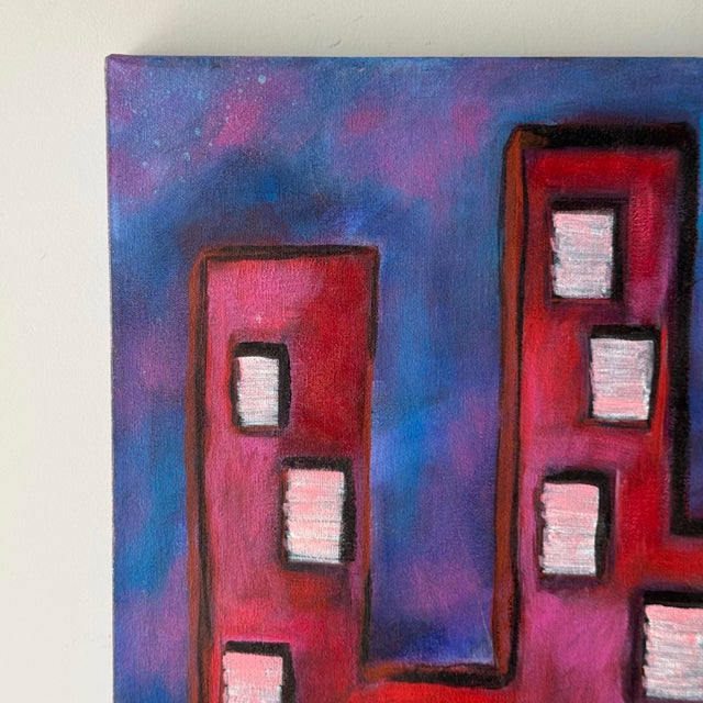 1990s 1996 Postmodern Cityscape Painting For Sale - Image 5 of 9