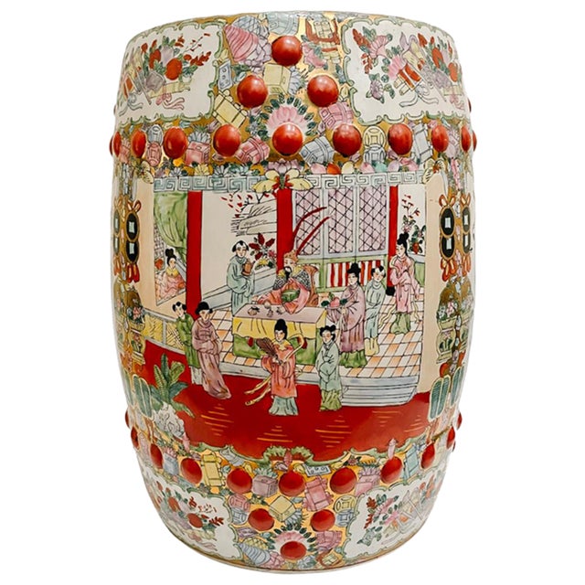 Mid 20th Century Vintage Chinese Rose Medallion Garden Stool For Sale - Image 5 of 8