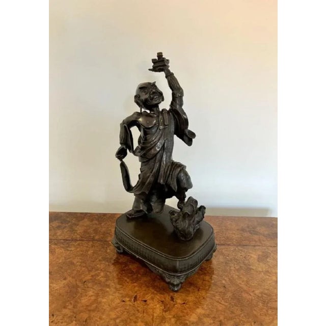 Large Antique Japanese Bronze Figure, 1880 For Sale - Image 3 of 5