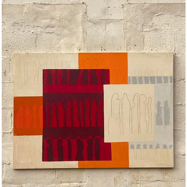 Vintage Abstract Acrylic on Canvas For Sale - Image 9 of 11