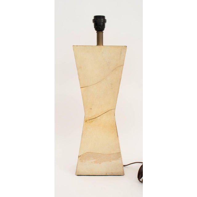 Jean-Michel Frank Style Goatskin Table Lamp, circa 1940, hourglass form, apparently unmarked. 22.25" H x 7.5" W x 4" D....
