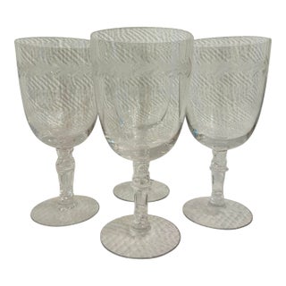 Mid 20th Century Fostoria “Holly Clear” Claret Wine Goblets - A Set of 4 For Sale