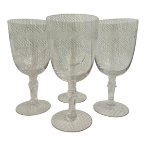 Mid 20th Century Fostoria “Holly Clear” Claret Wine Goblets - A Set of 4