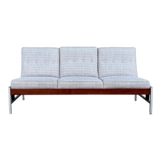 1960s Mid Century Walnut and Aluminum Sofa For Sale