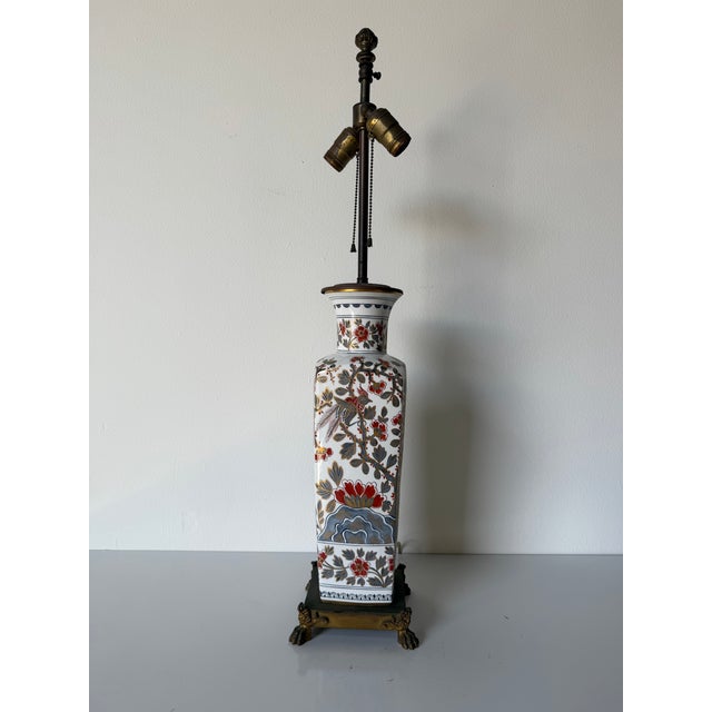 Red 1940’s French Chinoiserie Porcelain Table Lamp For Sale - Image 8 of 11