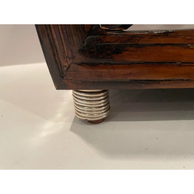 Wood Contemporary Wooden and Silver Wrapped Magazine Stand For Sale - Image 7 of 11