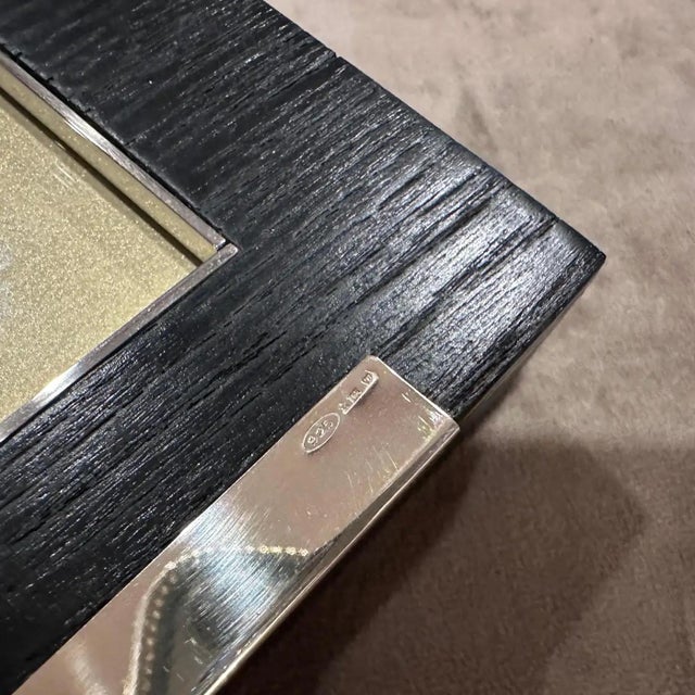 Wood 1980s Modern Sterling Silver and Ebonized Wood Picture Frame by Silvan For Sale - Image 7 of 11