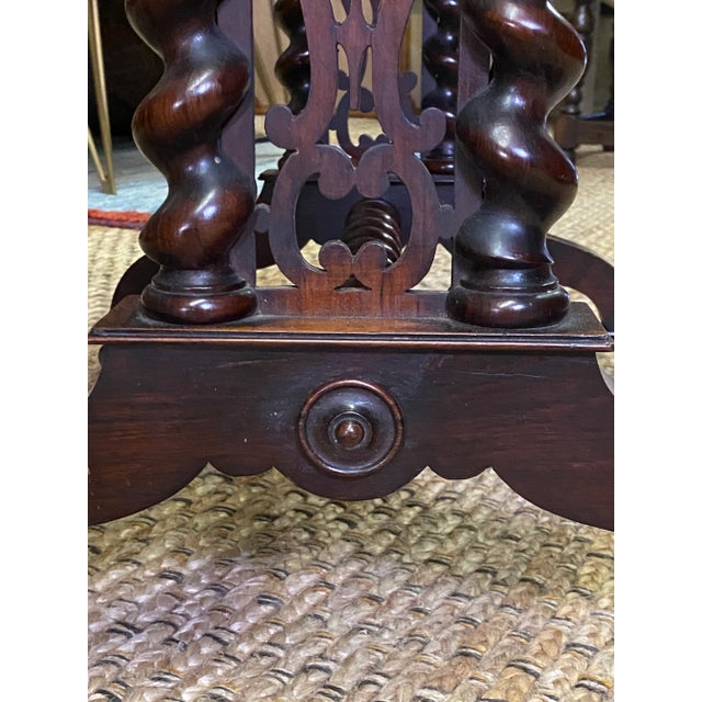 Brown Antique Circa 1850 Rosewood English Barley Twist Stretchered Side Table with Drawer For Sale - Image 8 of 13