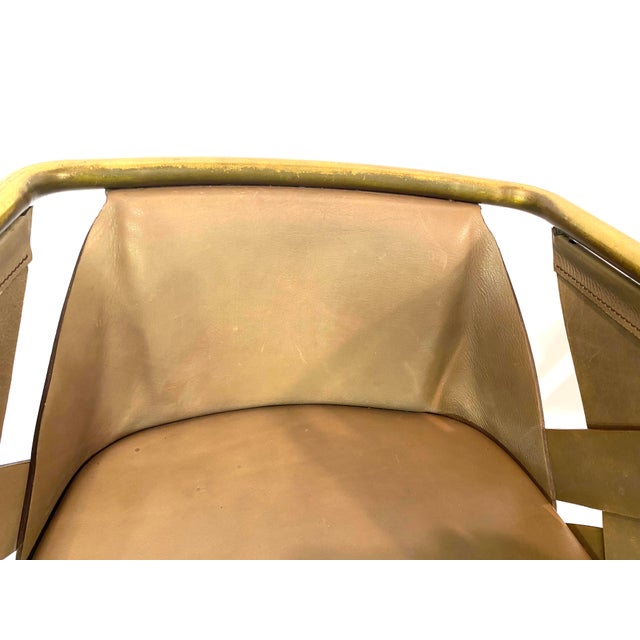 Brass Leather Strip Chair by Massimo Castagna for Henge, 1990s, Set of 3 For Sale - Image 11 of 18