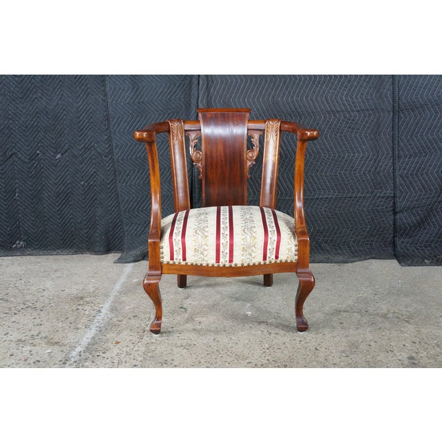 Antique 19th Century Mahogany Regency Empire Horseshoe Library Parlor Arm Chair For Sale - Image 11 of 18