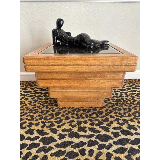 1970’s Modernist Stacked Pedestal Table With Beveled Smoked Mirror Top For Sale - Image 15 of 16